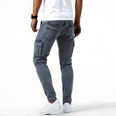 Connor | Elastic Denim Cargo Pants