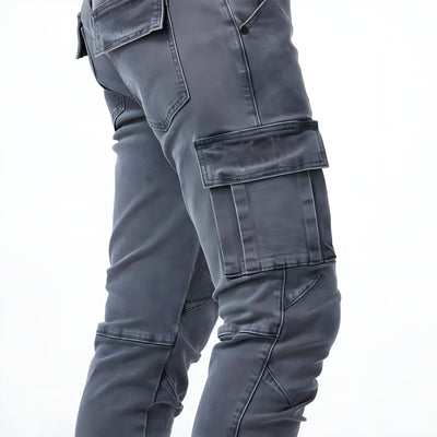 Connor | Elastic Denim Cargo Pants