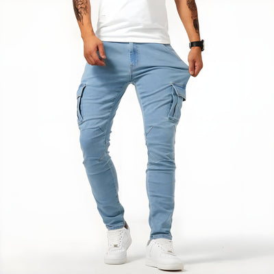 Connor | Elastic Denim Cargo Pants