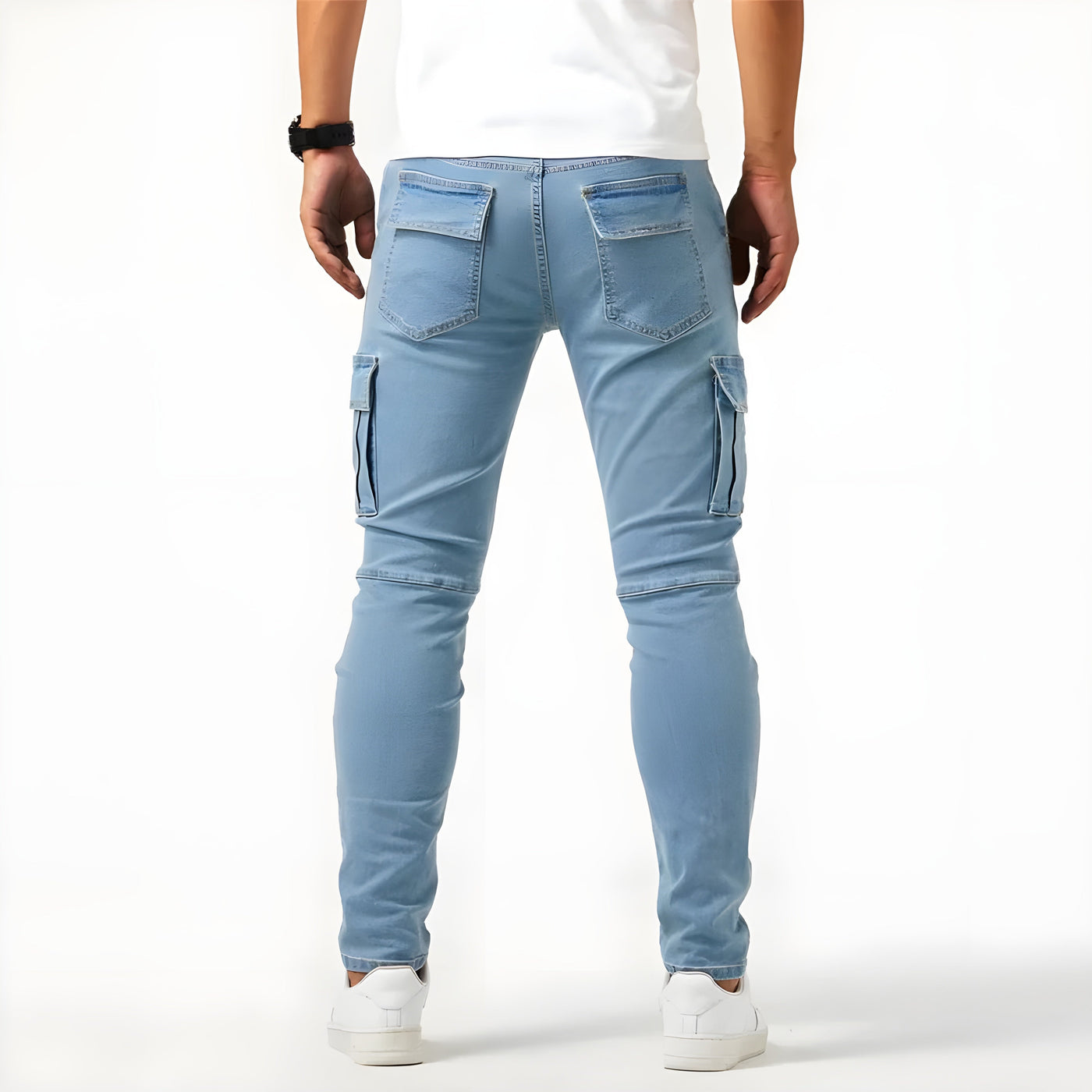 Connor | Elastic Denim Cargo Pants