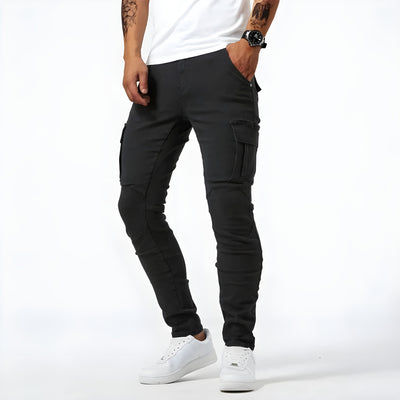 Connor | Elastic Denim Cargo Pants