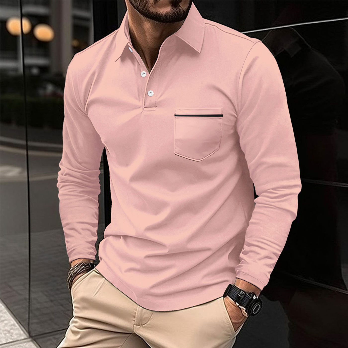 Reuben | Fashionable Long Sleeve Polo Shirt (1+1 FREE)