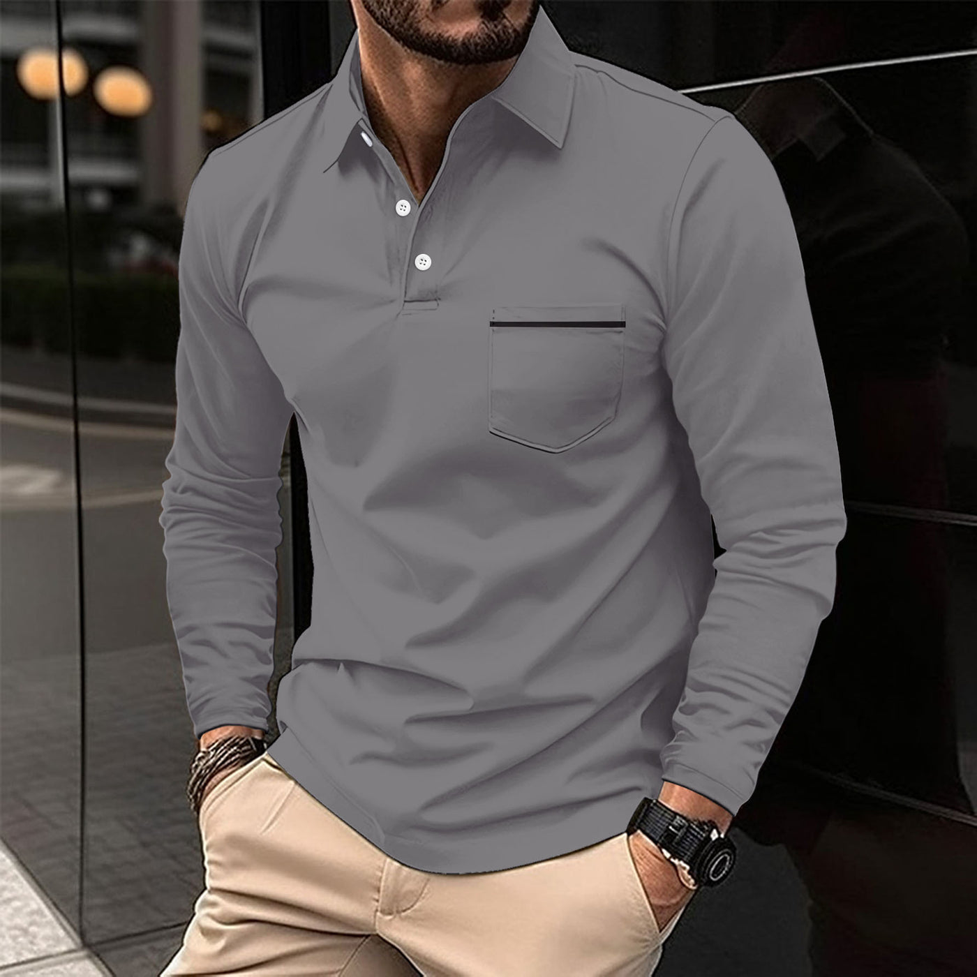 Reuben | Fashionable Long Sleeve Polo Shirt (1+1 FREE)