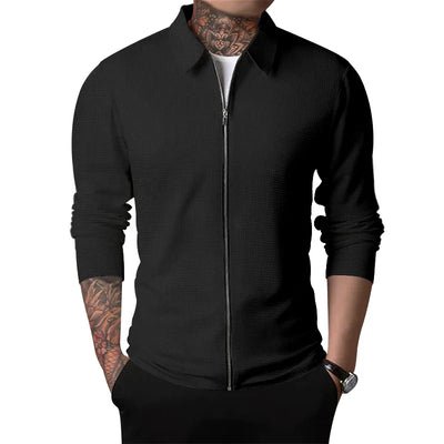 Reggie | Zipper Long Sleeve Polo Shirt